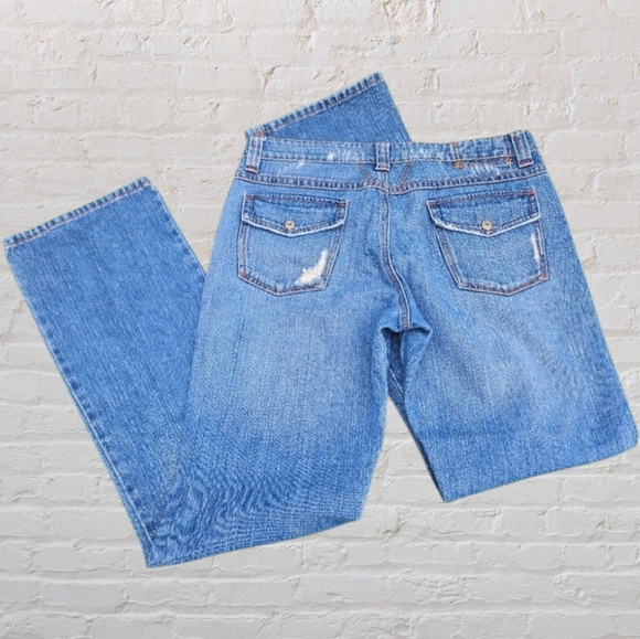 Marithe Francois Girbaud Distress Boot Jeans Flap Snap button pockets Y2K - Picture 4 of 15